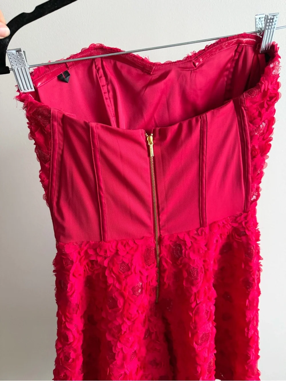 Vintage Y2K Bebe Hot Pink Floral Appliqué Corset Dress Size 8 - Picture 9 of 13